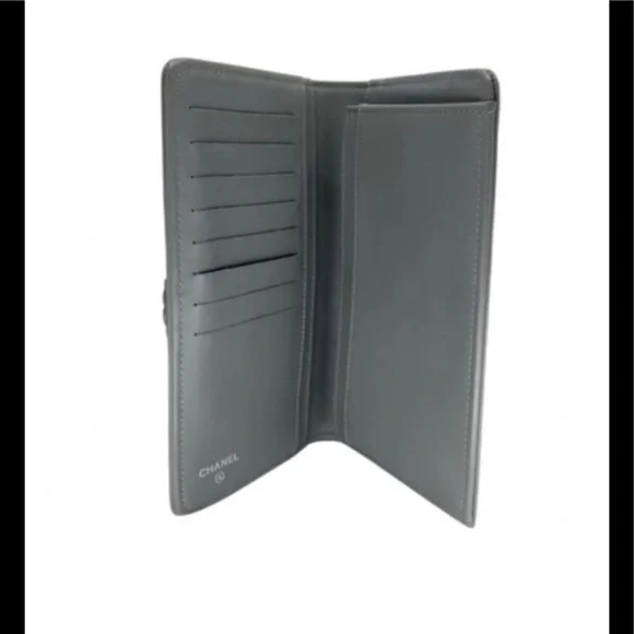 CHANEL Gray Quilted Chevron LeBoy Lambskin Long Wallet Clutch - Picture 15 of 15